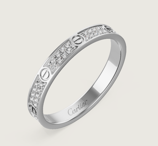 [⭐Hildren Jewelry]LOVE RING 2.6mm-wide full-diamond ring silver