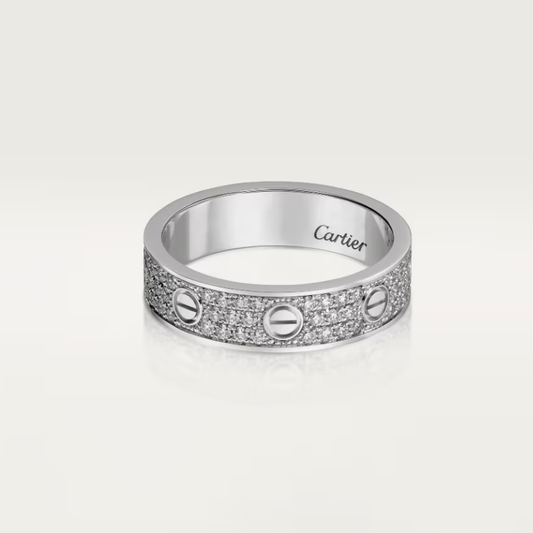 [⭐Hildren Jewelry]LOVE RING 4mm-wide full-diamond ring silver