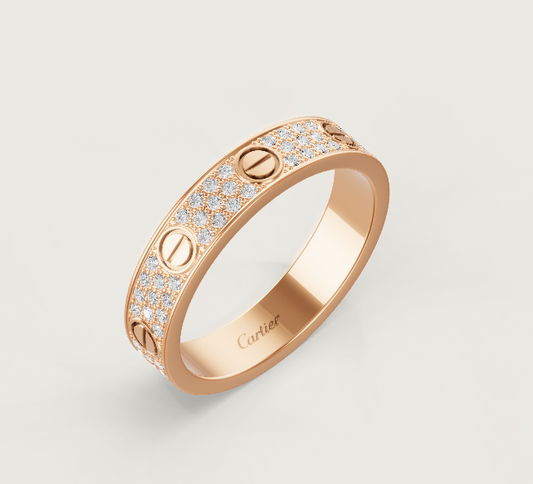 [⭐Hildren Jewelry]LOVE RING 4mm-wide full-diamond ring Rose Gold
