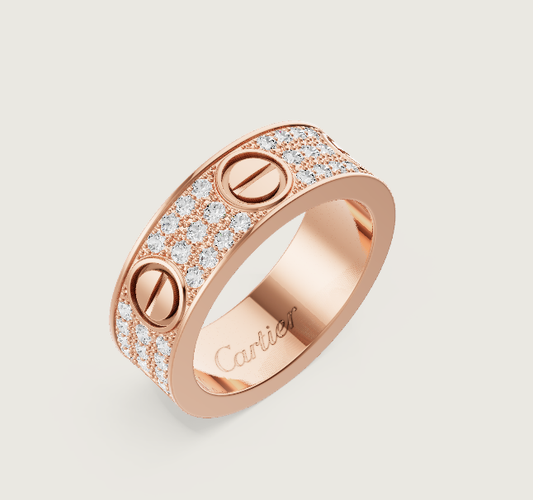 [⭐Hildren Jewelry]LOVE RING 6.5mm-wide full-diamond ring Rose Gold