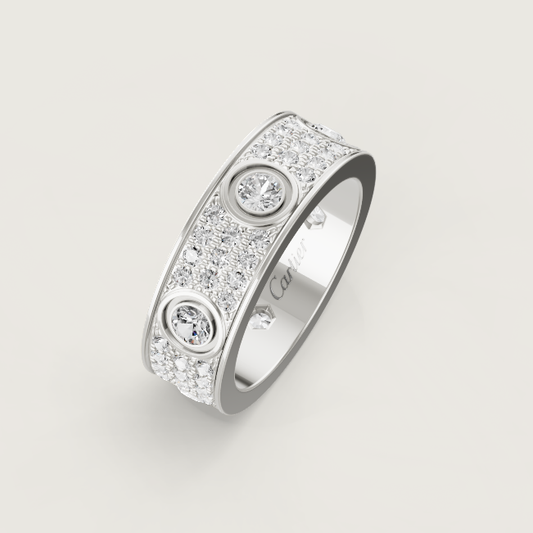 [⭐Hildren Jewelry]LOVE RING 6.5MM Full Diamond, 6 Major Diamonds Silver