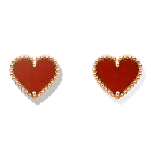 [⭐Hildren Jewelry]HEART CARNELIAN STUD EARRINGS