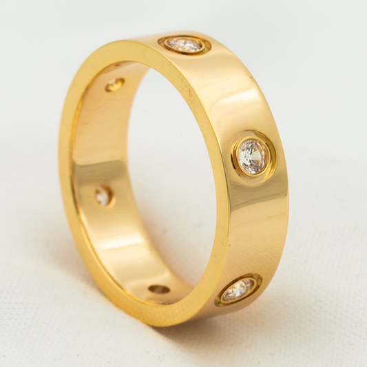 [⭐Hildren Jewelry]LOVE RING 5.5MM 6 DIAMONDS PINK GOLD