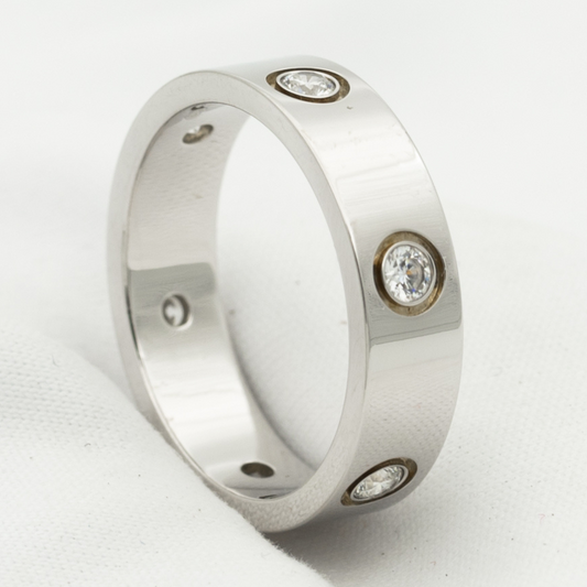 [⭐Hildren Jewelry]LOVE RING 5.5MM 6 DIAMONDS SILVER