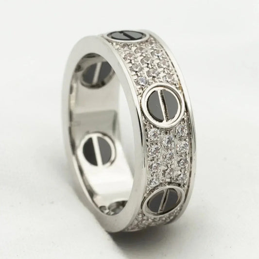 [⭐Hildren Jewelry]LOVE RING 5.5MM DIAMONDS PAVED CERAMIC