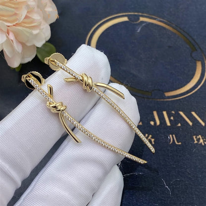 [Hildren Jewelry]KNOT DROP EARRINGS IN YELLOW GOLD WITH DIAMONDS