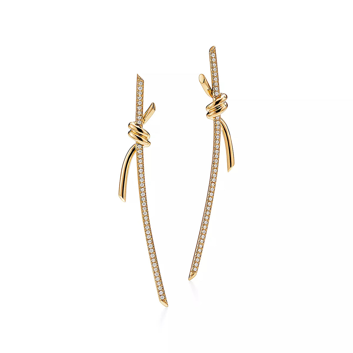 [Hildren Jewelry]KNOT DROP EARRINGS IN YELLOW GOLD WITH DIAMONDS