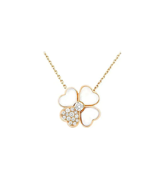 [⭐Hildren Jewelry]CLOVER MOP DIAMOND ROSE GOLD NECKLACE