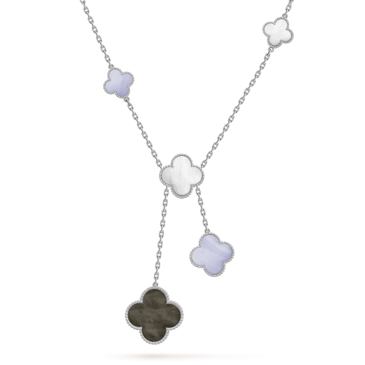 [⭐Hildren Jewelry]CLOVER MOP CHALCEDONY NECKLACE SILVER 6 MOTIF