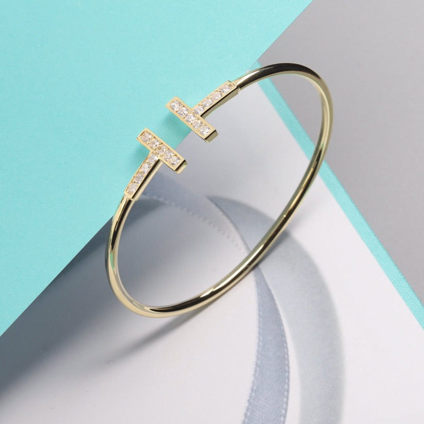 [Hildren Jewelry]T BRACELET 1.8MM GOLD DIAMOND
