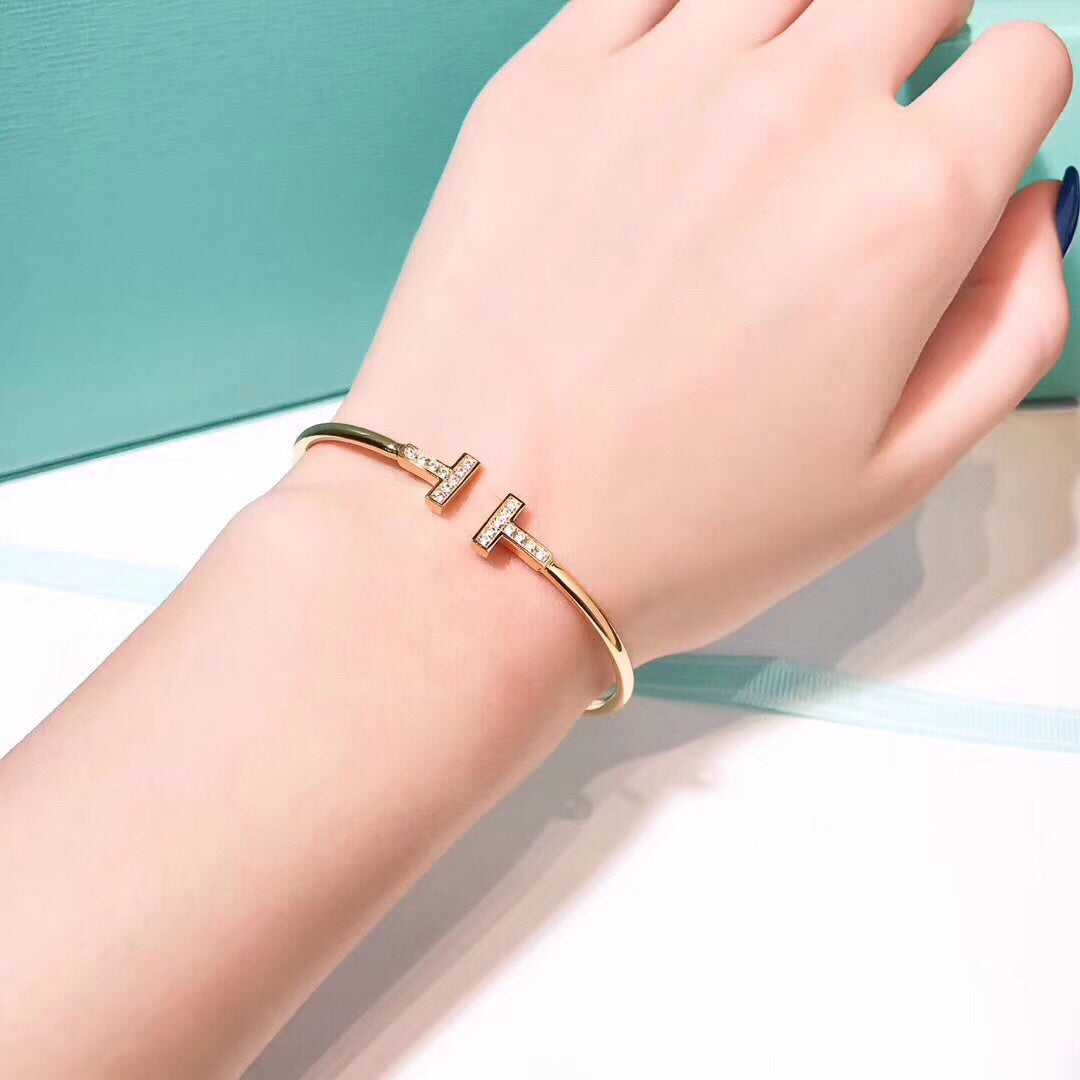 [Hildren Jewelry]T BRACELET 1.8MM GOLD DIAMOND