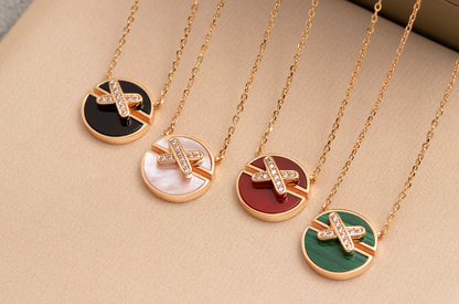 [⭐Hildren Jewelry]JEUX DE PINK GOLD DIAMOND NECKLACE