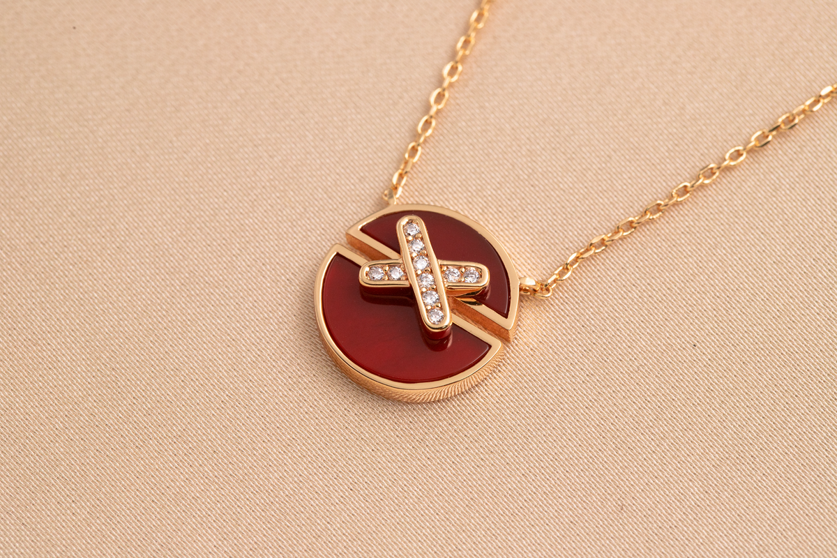 [⭐Hildren Jewelry]JEUX DE PINK GOLD DIAMOND NECKLACE