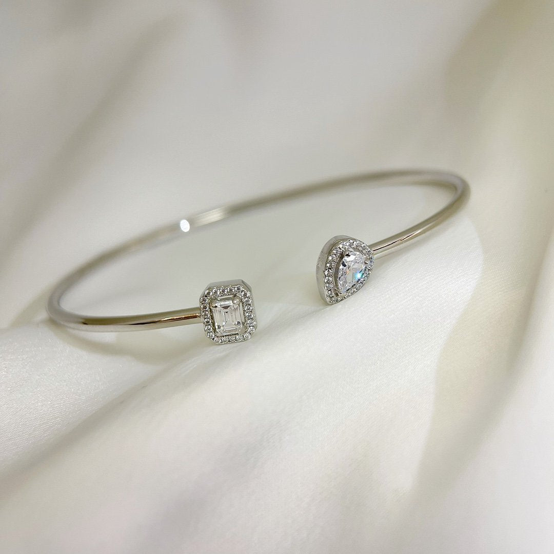 [⭐Hildren Jewelry]JONC FLEX MY TWIN TOI & MOI SILVER DIAMOND BRACELET