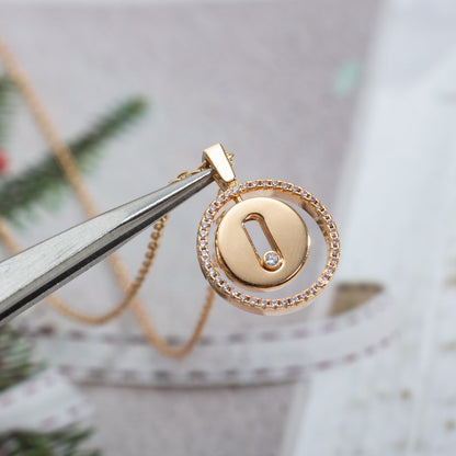 [⭐Hildren Jewelry]Demo MOVE PM NECKLACE PINK GOLD DIAMOND