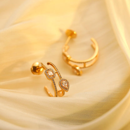[⭐Hildren Jewelry]CREOLES MY TWIN 2 RANGS SILVER DIAMOND EARRINGS