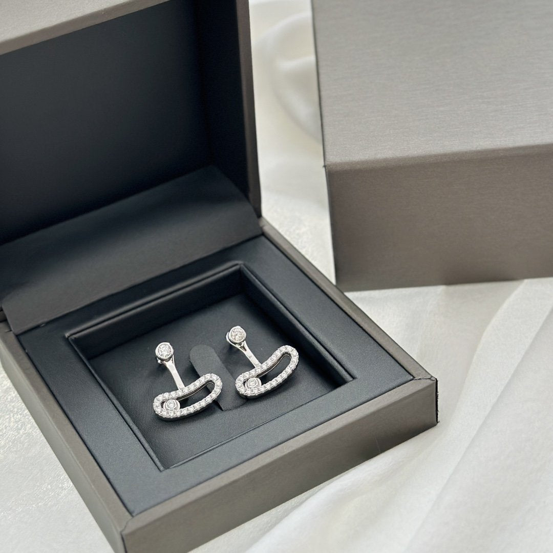 [⭐Hildren Jewelry]MOVE UNO SILVER DIAMOND EARRINGS