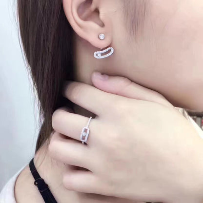 [⭐Hildren Jewelry]MOVE UNO SILVER DIAMOND EARRINGS