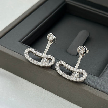 [⭐Hildren Jewelry]MOVE UNO SILVER DIAMOND EARRINGS