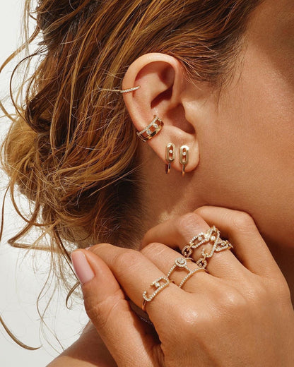 [⭐Hildren Jewelry]CREOLES MOVE UNO MINI 1 DIAMOND EARRINGS