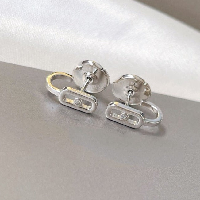 [⭐Hildren Jewelry]CREOLES MOVE UNO MINI 1 DIAMOND EARRINGS