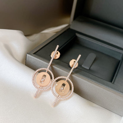 [⭐Hildren Jewelry]Demo MOVE ARROW PINK GOLD DIAMOND EARRINGS
