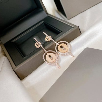 [⭐Hildren Jewelry]Demo MOVE ARROW PINK GOLD DIAMOND EARRINGS
