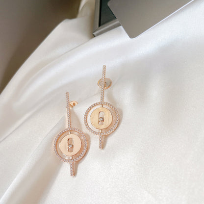 [⭐Hildren Jewelry]Demo MOVE ARROW PINK GOLD DIAMOND EARRINGS