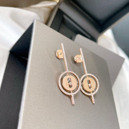 [⭐Hildren Jewelry]Demo MOVE ARROW PINK GOLD DIAMOND EARRINGS