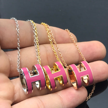 [⭐Hildren Jewelry]H NECKLACE PINK