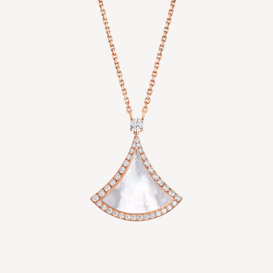[⭐Hildren Jewelry]DREAM MOP DIAMOND PAVED PINK GOLD NECKLACE