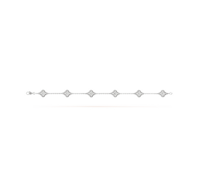 [⭐Hildren Jewelry]CLOVER 6 MOTIF SILVER DIAMOND BRACELET