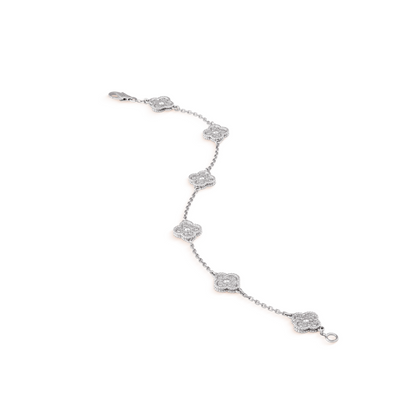 [⭐Hildren Jewelry]CLOVER 6 MOTIF SILVER DIAMOND BRACELET