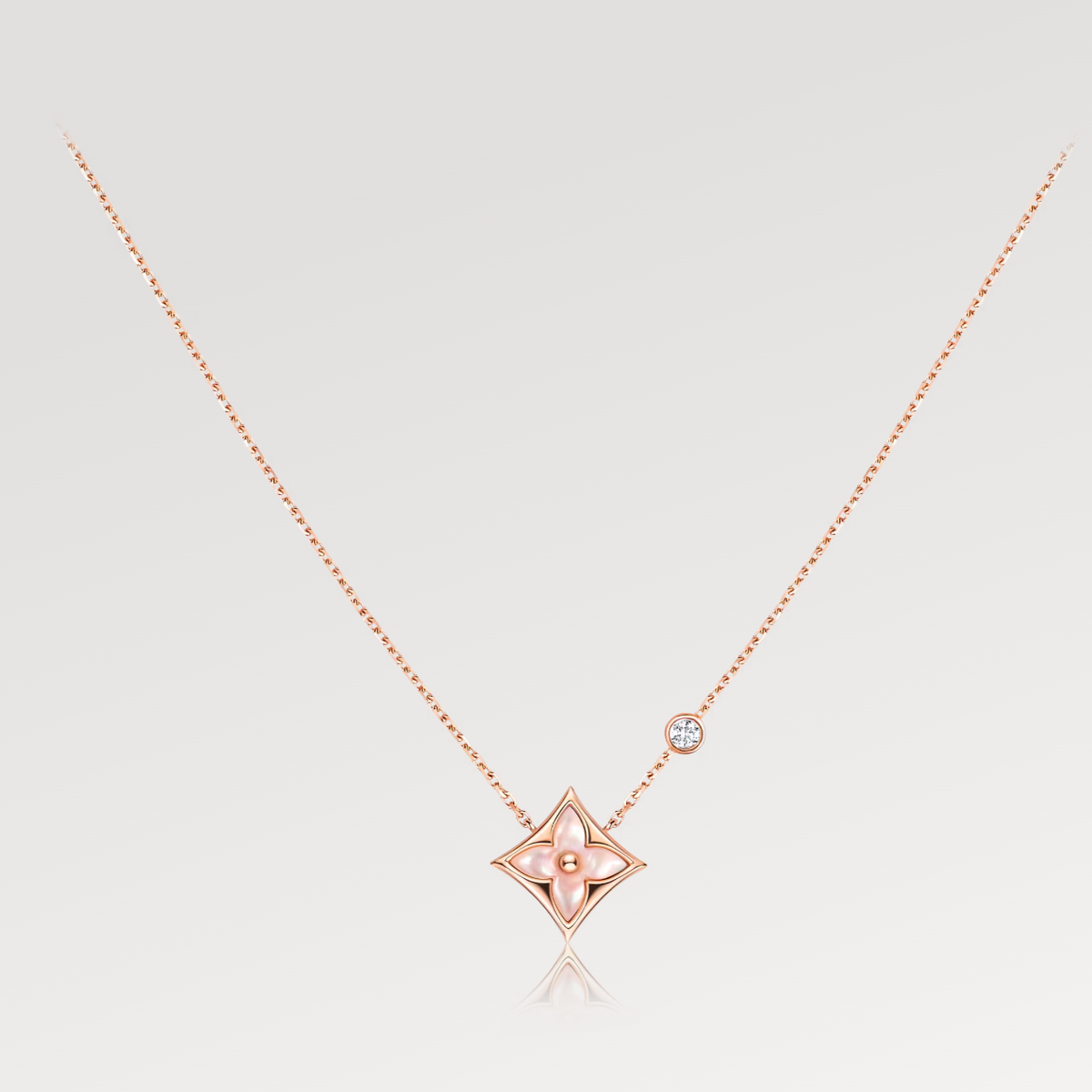 [⭐Hildren Jewelry]STAR PINK MOP 1 DIAMOND PINK GOLD NECKLACE