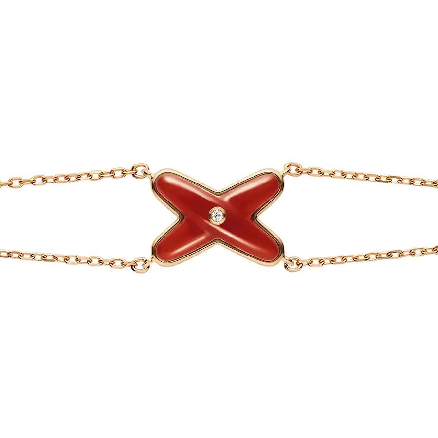 [⭐Hildren Jewelry]JEUX BRACELET CARNELIAN PINK GOLD 1 DIAMOND