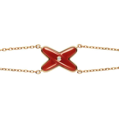 [⭐Hildren Jewelry]JEUX BRACELET CARNELIAN PINK GOLD 1 DIAMOND