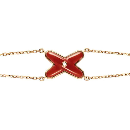 [⭐Hildren Jewelry]JEUX BRACELET CARNELIAN PINK GOLD 1 DIAMOND
