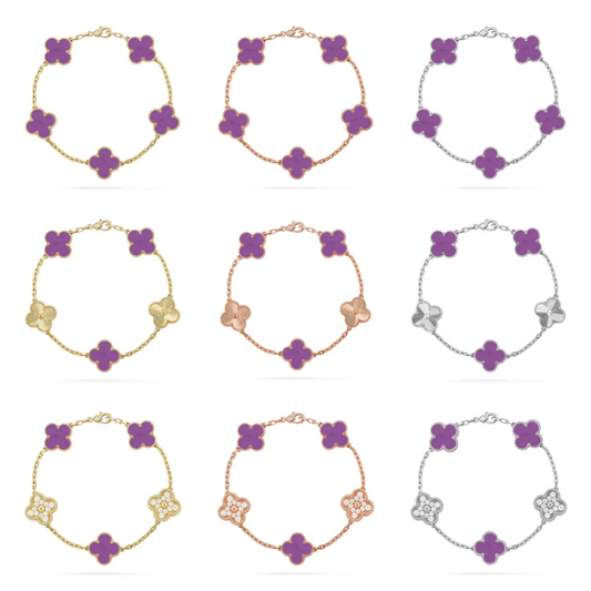 [⭐Hildren Jewelry] CLOVER 5 MOTIF VIOLET BRACELET COLLECTION