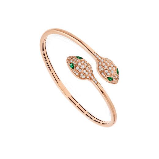 [⭐Hildren Jewelry]SERPENTI BRACELET PINK GOLD MALACHITE DIAMOND DOUBLE SNAKE