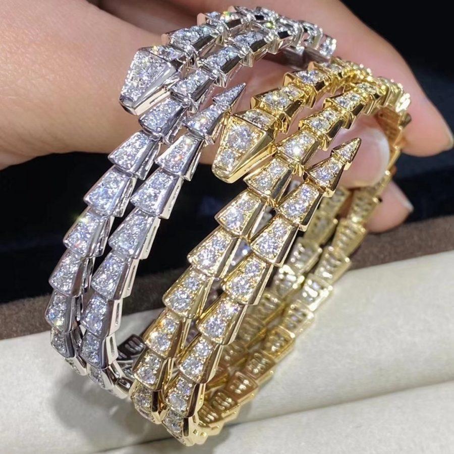[⭐Hildren Jewelry]SERPENTI BRACELET GOLD DIAMOND DOUBLE ROW