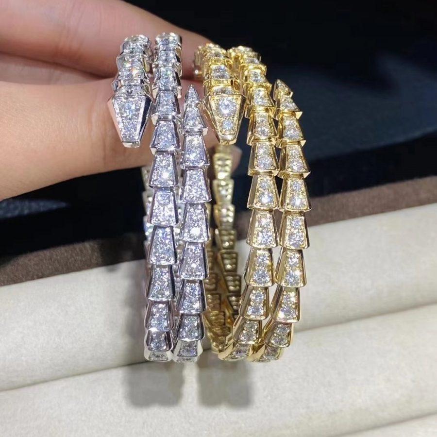 [⭐Hildren Jewelry]SERPENTI BRACELET GOLD DIAMOND DOUBLE ROW