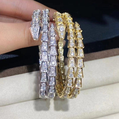 [⭐Hildren Jewelry]SERPENTI BRACELET GOLD DIAMOND DOUBLE ROW
