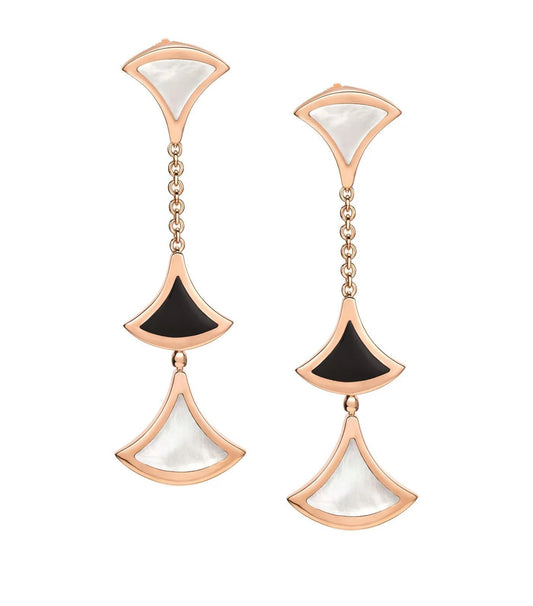 [⭐Hildren Jewelry]DREAM EARRINGS 3 MOTIFS ONYX MOP PINK GOLD