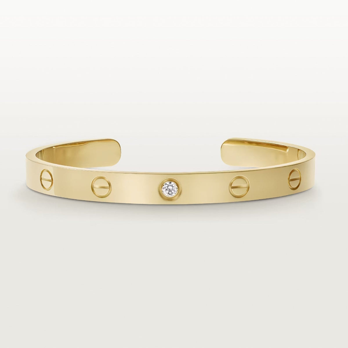 [⭐Hildren Jewelry]LOVE BRACELET 6.1MM 1 DIAMOND OPEN CUFF