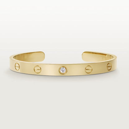 [⭐Hildren Jewelry]LOVE BRACELET 6.1MM 1 DIAMOND OPEN CUFF