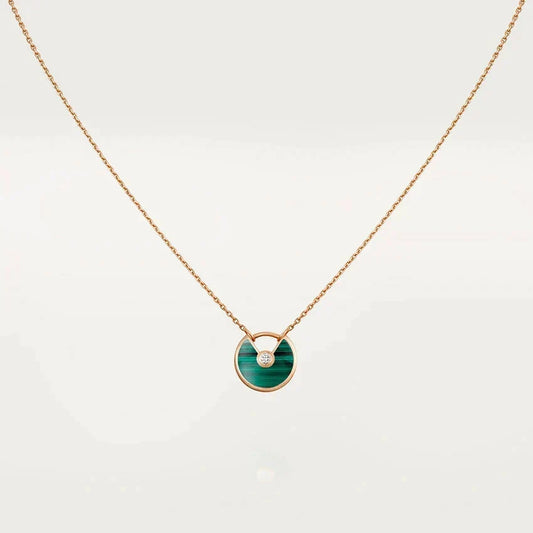 [⭐Hildren Jewelry]AMULETTE ROSE GOLD MALACHITE NECKLACE