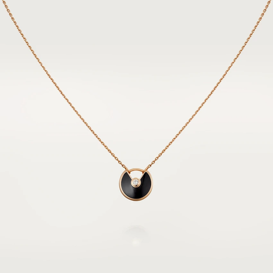 [⭐Hildren Jewelry]AMULETTE ROSE GOLD ONYX NECKLACE