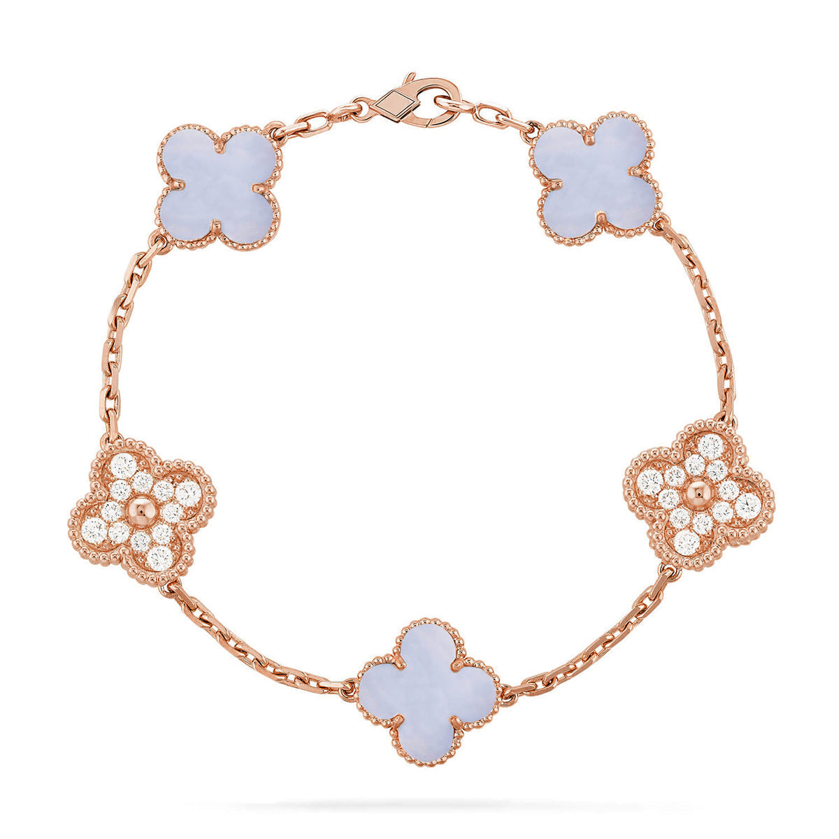 [⭐Hildren Jewelry] CLOVER 5 MOTIF PURPLE CHALCEDONY BRACELET COLLECTION