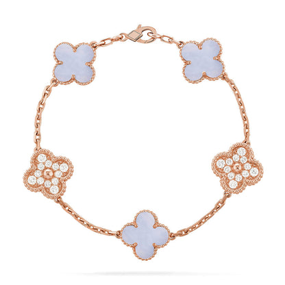 [⭐Hildren Jewelry] CLOVER 5 MOTIF PURPLE CHALCEDONY BRACELET COLLECTION