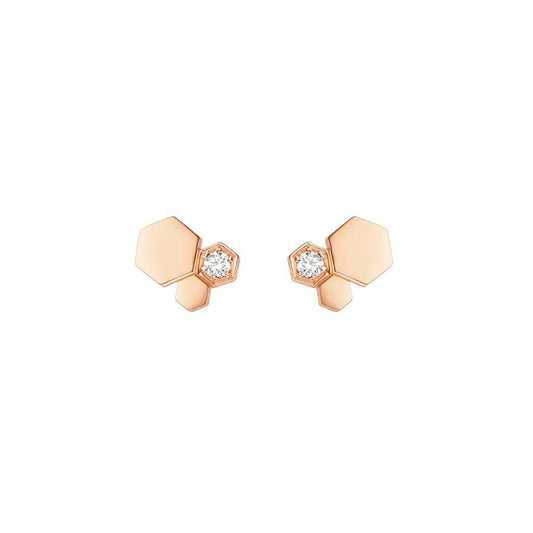 [⭐Hildren Jewelry]BEE LOVE PINK GOLD DIAMOND EARRINGS